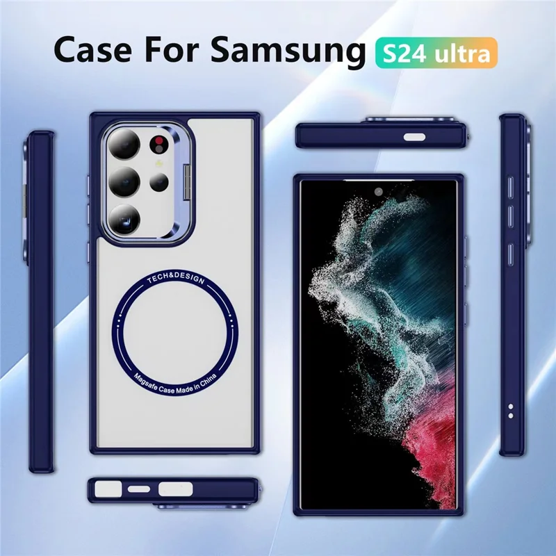 For Samsung Galaxy S24 Ultra Case Kickstand Magnetic Case Phone Back Cover - Orange