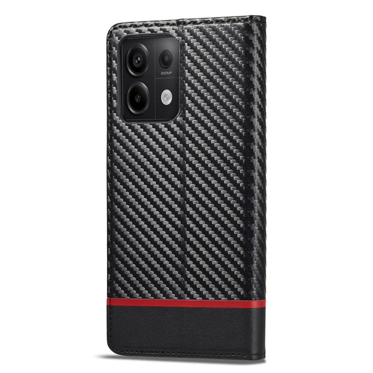 LC.IMEEKE For Xiaomi Redmi Note 13 Pro 4G / Poco M6 Pro 4G Carbon Fiber Texture Case Magnetic Closure Phone Cover - Horizontal Stripe