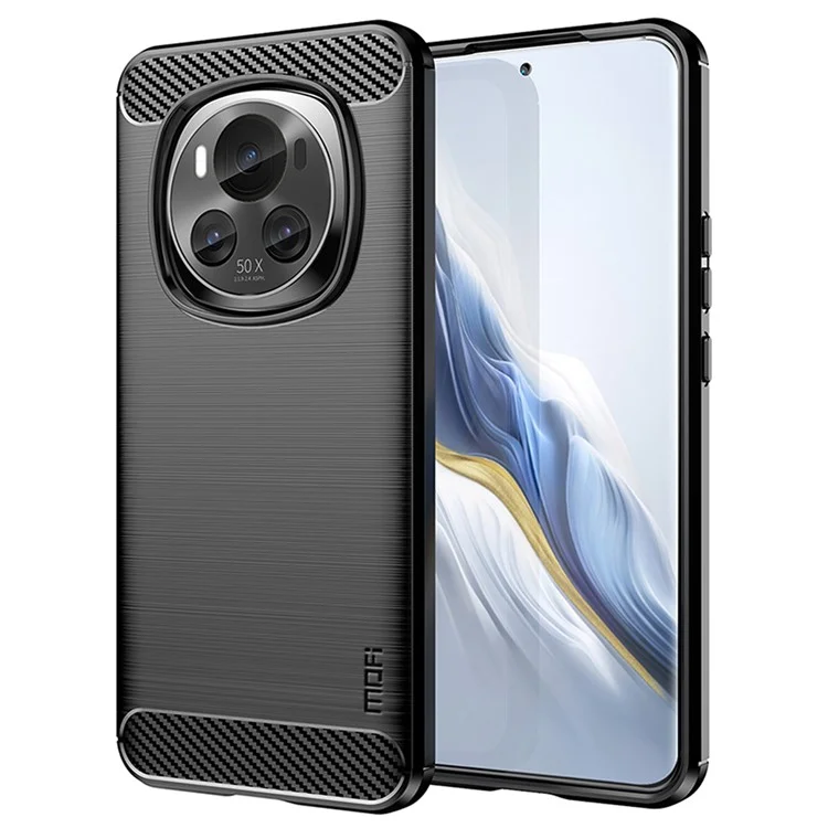 MOFI JK TPU Série-1 Pour Honor Magic6 5G Étui Texture Fibre de Carbone TPU Housse Arrière Souple - Noir