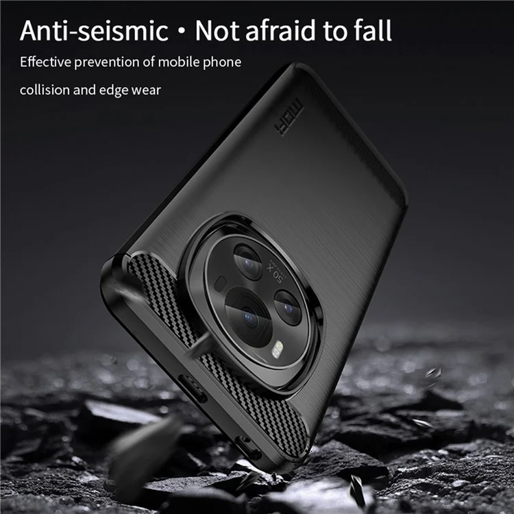 MOFI JK TPU Série-1 Pour Honor Magic6 5G Étui Texture Fibre de Carbone TPU Housse Arrière Souple - Noir