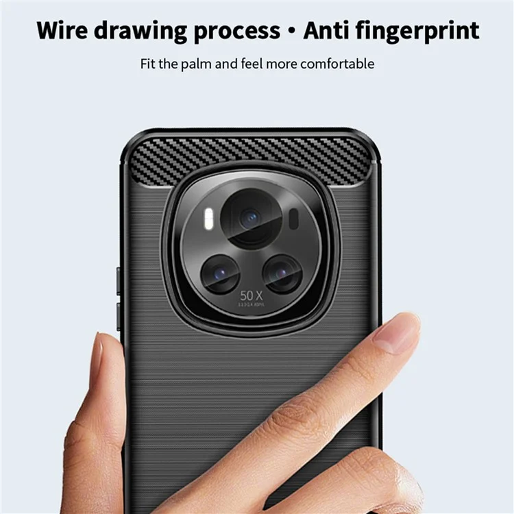MOFI JK TPU Série-1 Pour Honor Magic6 5G Étui Texture Fibre de Carbone TPU Housse Arrière Souple - Noir