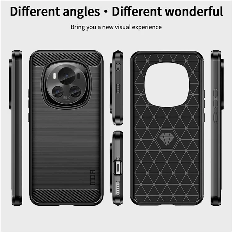 MOFI JK TPU Série-1 Pour Honor Magic6 5G Étui Texture Fibre de Carbone TPU Housse Arrière Souple - Noir