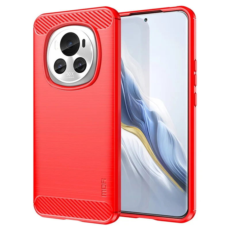 MOFI JK TPU Series-1 For Honor Magic6 5G Case Carbon Fiber Texture TPU Soft Back Cover - Red