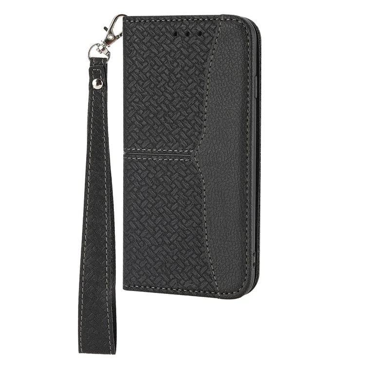 Pour Samsung Galaxy S24 Coque magnétique Texture tressée Fentes pour cartes - Noir