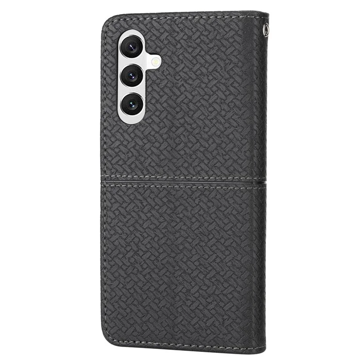 Pour Samsung Galaxy S24 Coque magnétique Texture tressée Fentes pour cartes - Noir