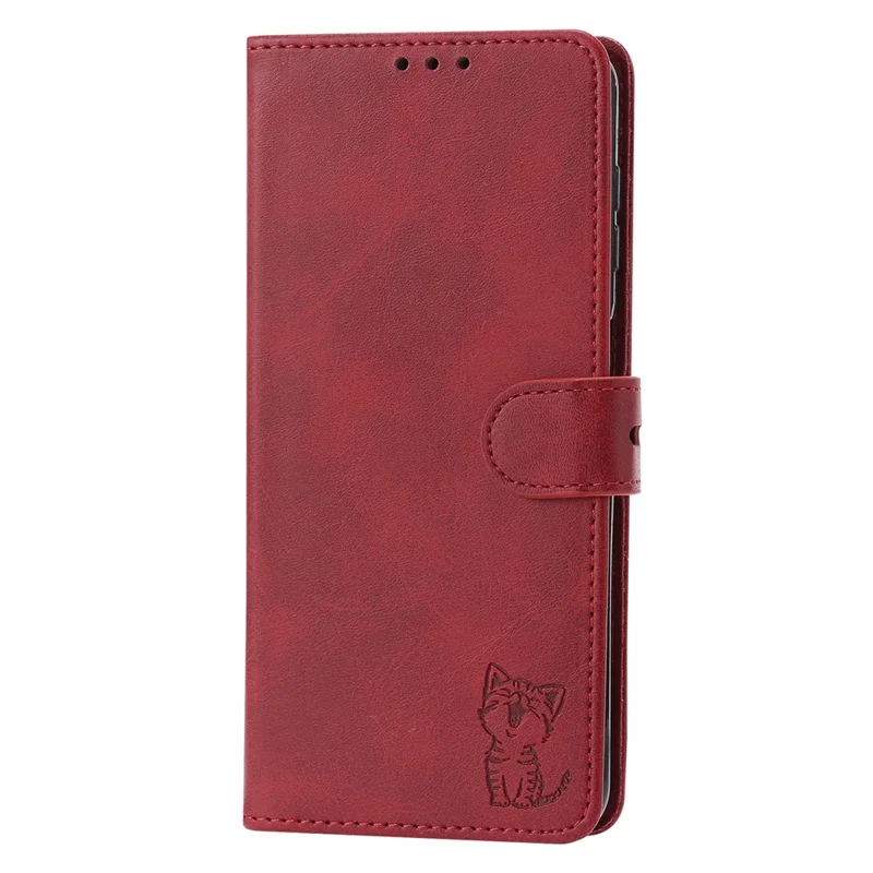 Für Samsung Galaxy A15 4G / A15 5G Wallet Case Happy Cat Pattern Bedruckte Telefonhülle - Rot