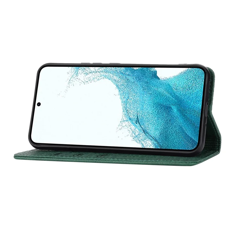 For Samsung Galaxy A15 4G / Galaxy A15 5G Magnetic Phone Case Woven Texture Folio Stand Cover - Green