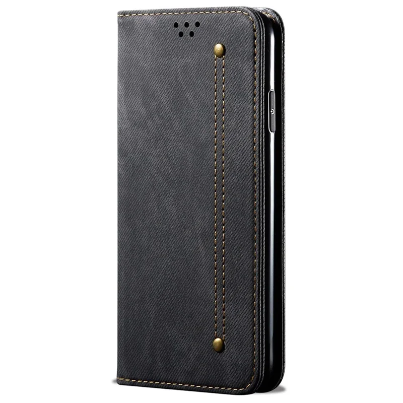 For Xiaomi Redmi Note 13 Pro+ 5G Phone Case Jeans Cloth Texture Leather Cover - Black