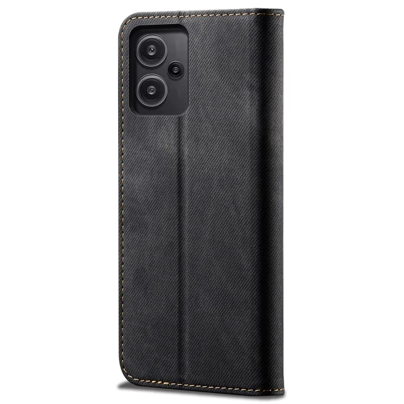 For Xiaomi Redmi Note 13 Pro+ 5G Phone Case Jeans Cloth Texture Leather Cover - Black