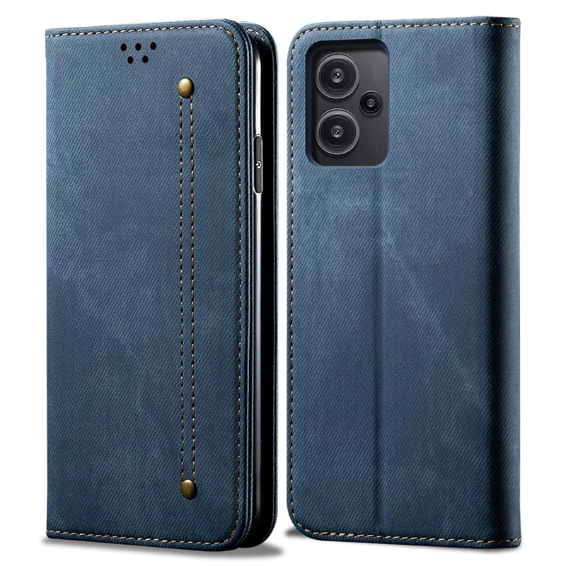For Xiaomi Redmi Note 13 Pro+ 5G Phone Case Jeans Cloth Texture Leather Cover - Blue