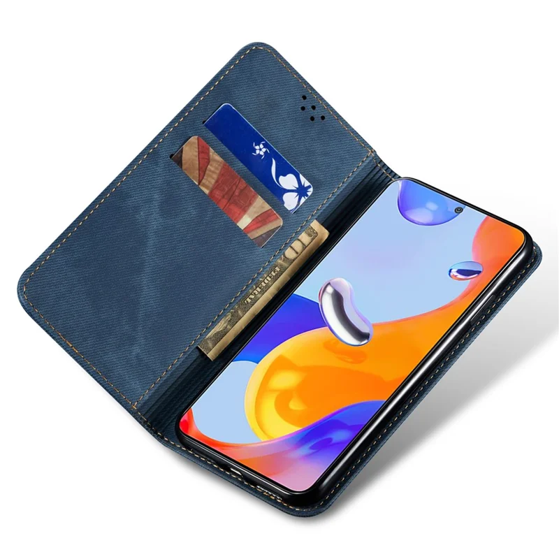 For Xiaomi Redmi Note 13 Pro+ 5G Phone Case Jeans Cloth Texture Leather Cover - Blue
