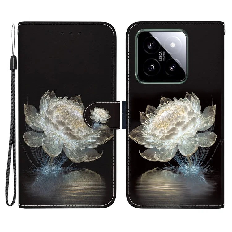 For Xiaomi 14 Phone Case Pattern Printing Wallet Leather Cover - Crystal Peony