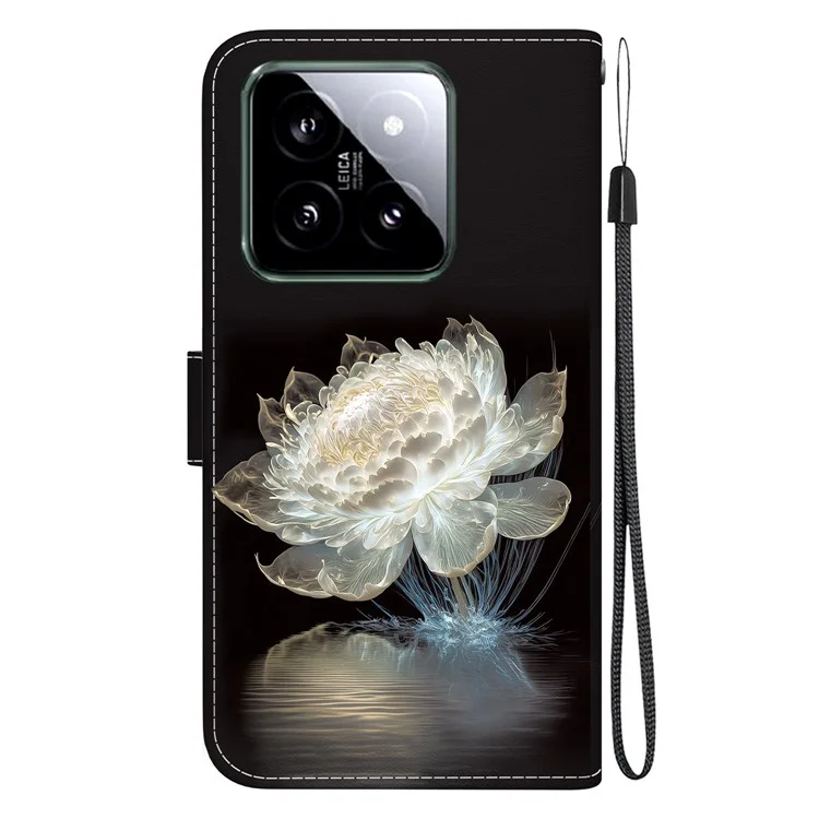 For Xiaomi 14 Phone Case Pattern Printing Wallet Leather Cover - Crystal Peony