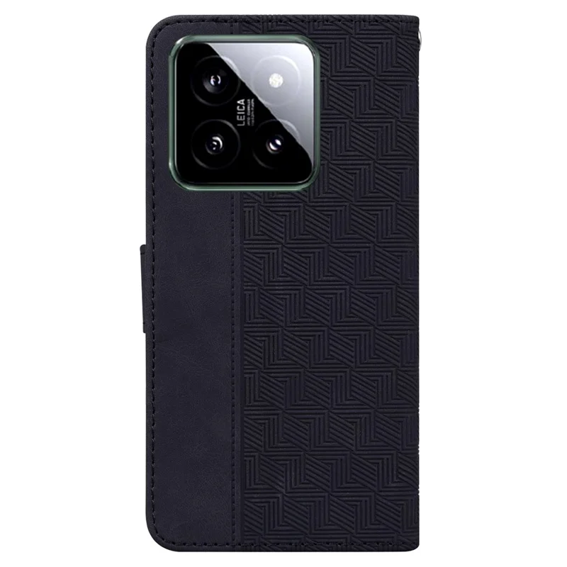 Para Xiaomi 14 Case Geometry Pattern Imprinted Leather Phone Cover - Preto