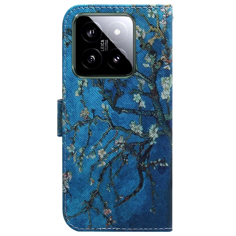 For Xiaomi 14 Leather Case Pattern Printing Phone Wallet Cover - Apricot Flowers