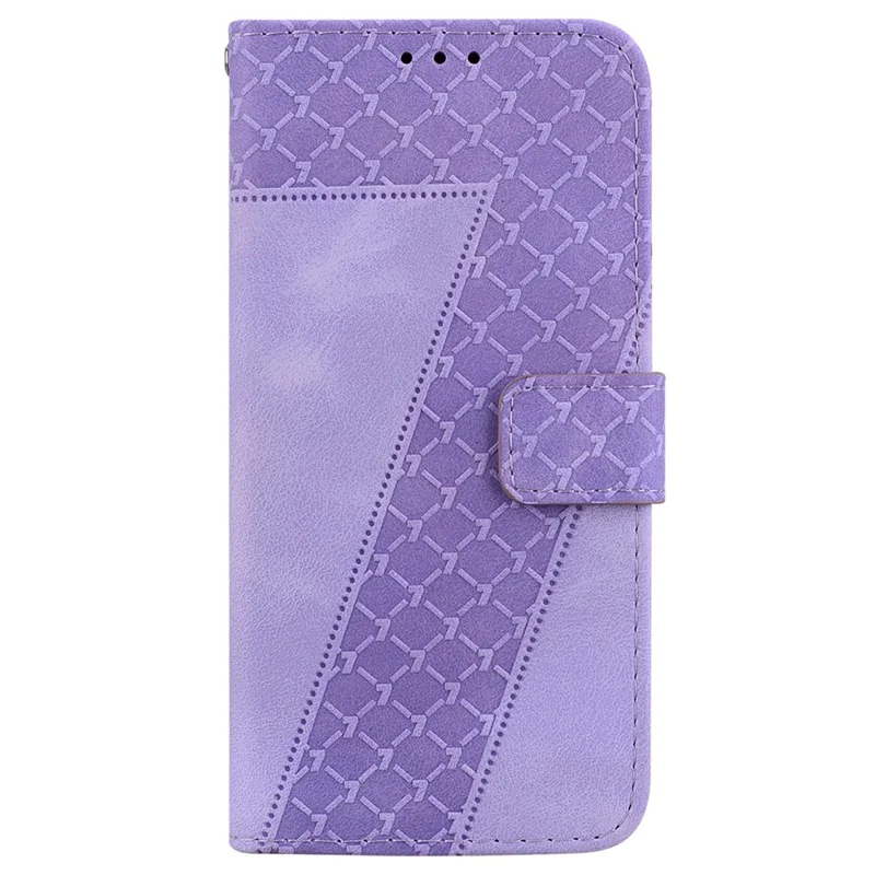 For Xiaomi 14 Cell Phone Case Imprinted 7-Shape Pattern Flip Leather Wallet Cover - Purple