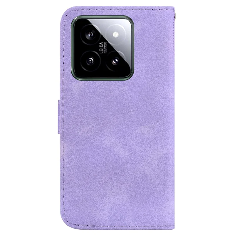 For Xiaomi 14 Cell Phone Case Imprinted 7-Shape Pattern Flip Leather Wallet Cover - Purple
