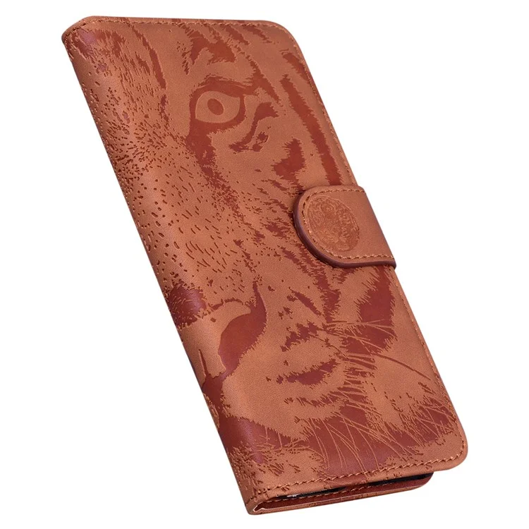 For Xiaomi Redmi 13C 4G / Redmi 13C 5G / Poco C65 4G Case PU Leather Tiger Pattern Phone Cover - Brown