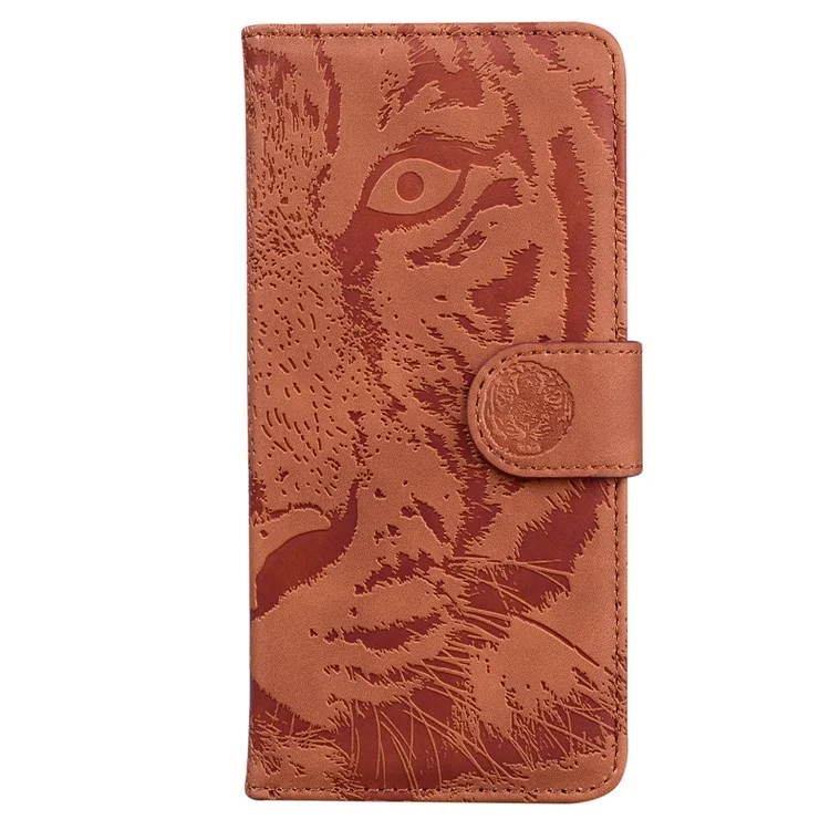 For Xiaomi Redmi 13C 4G / Redmi 13C 5G / Poco C65 4G Case PU Leather Tiger Pattern Phone Cover - Brown