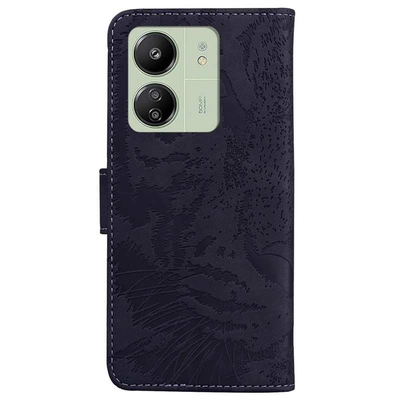For Xiaomi Redmi 13C 4G / 13C 5G / Poco C65 4G / Poco M6 5G / 13R 5G Case PU Leather Tiger Pattern Phone Cover - Black