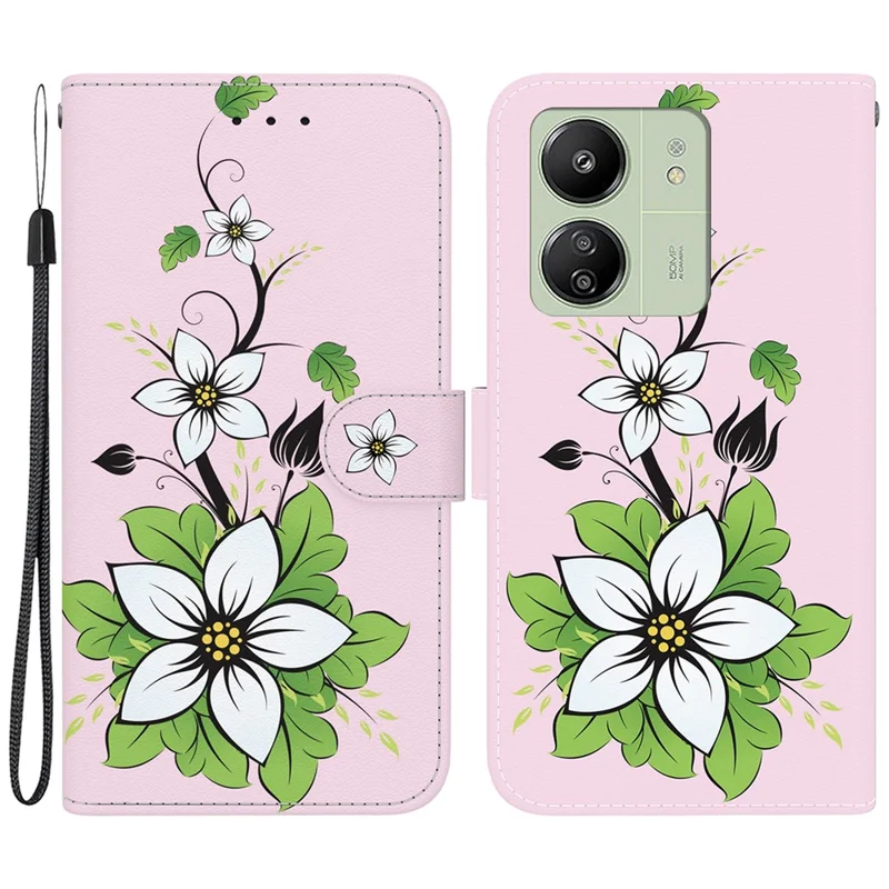 For Xiaomi Redmi 13C 4G / 13C 5G / Poco C65 4G / Poco M6 5G / 13R 5G Phone Case PU Leather Wallet Cover - Lily