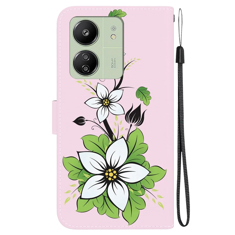 For Xiaomi Redmi 13C 4G / 13C 5G / Poco C65 4G / Poco M6 5G / 13R 5G Phone Case PU Leather Wallet Cover - Lily