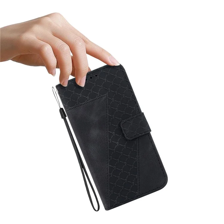 For Xiaomi Redmi 13C 4G / 13C 5G / Poco C65 4G Case PU Leather Wallet Stand Imprinted Phone Cover - Black