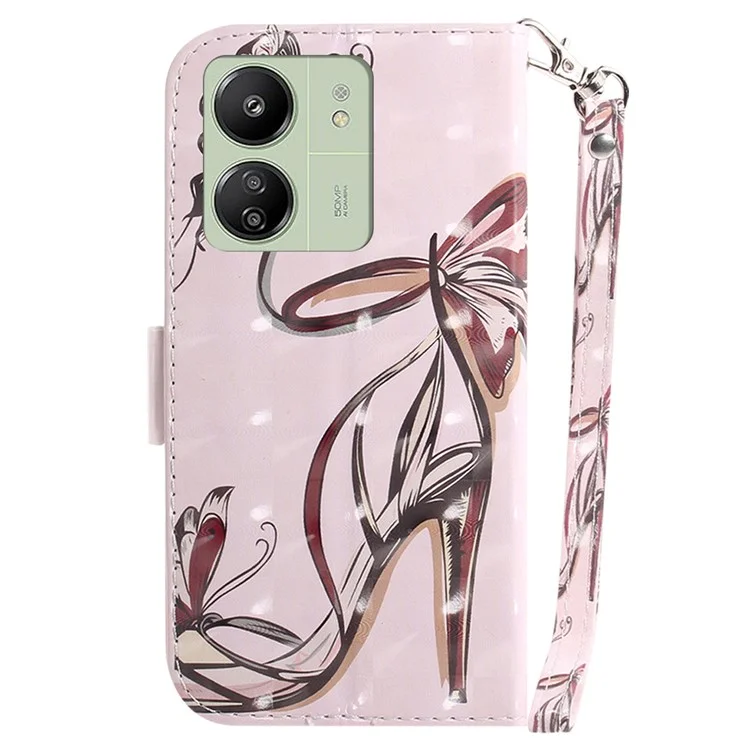 Para Xiaomi Redmi 13C 4G / 13C 5G / Poco C65 4G / Poco M6 5G / 13R 5G Funda para teléfono móvil Estuche tipo cartera con patrón 3D - Tacones altos de mariposa