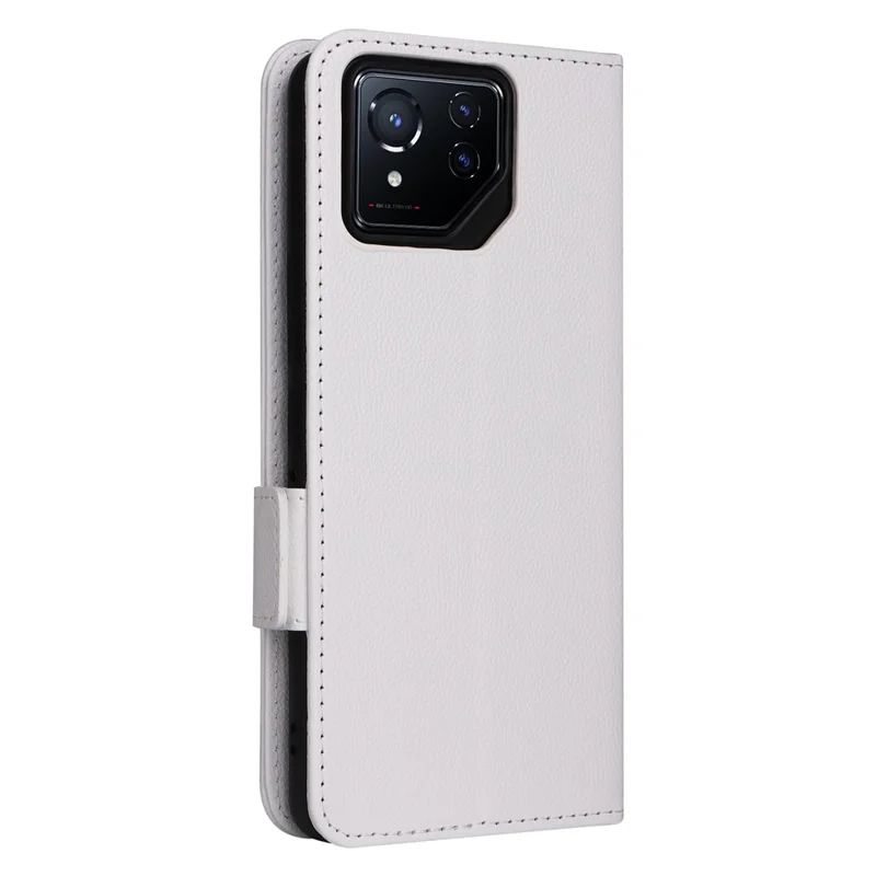 For Asus ROG Phone 8 5G / ROG Phone 8 Pro 5G Case with Wrist Strap Litchi Texture PU Leather Wallet Phone Cover - White