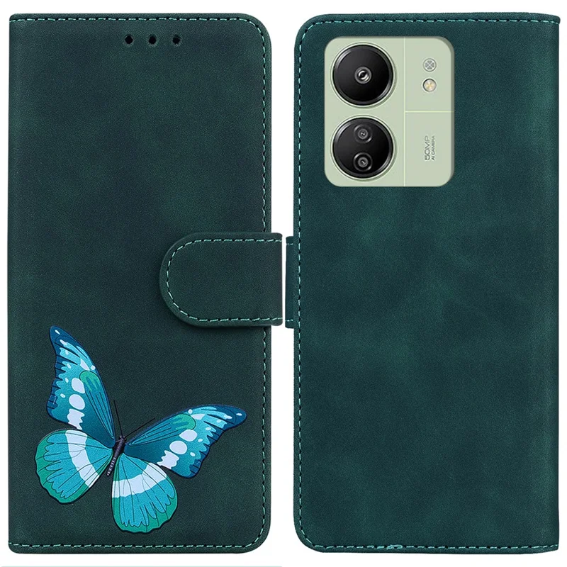 For Xiaomi Redmi 13C 4G / 13C 5G / Poco C65 4G / Poco M6 5G / 13R 5G Case Wallet Leather Phone Cover - Green