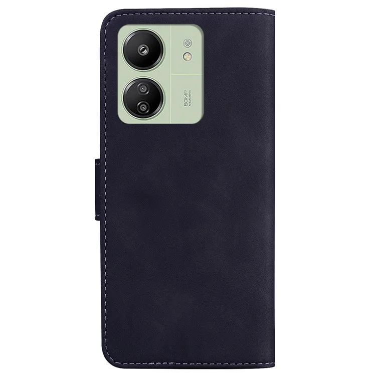 Para Xiaomi Redmi 13C 4G / 13C 5G / Poco C65 4G / Poco M6 5G / 13R 5G Funda de Cartera de Piel de Color Sólido para Teléfono - Negro