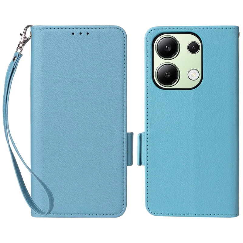 For Xiaomi Redmi Note 13 4G Shockproof Phone Case PU Leather Flip Cover - Baby Blue