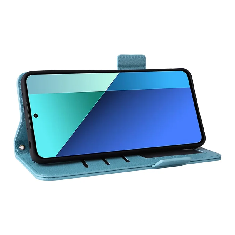 For Xiaomi Redmi Note 13 4G Shockproof Phone Case PU Leather Flip Cover - Baby Blue