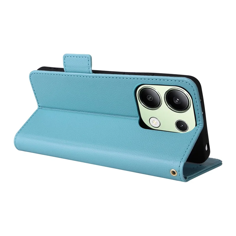For Xiaomi Redmi Note 13 4G Shockproof Phone Case PU Leather Flip Cover - Baby Blue