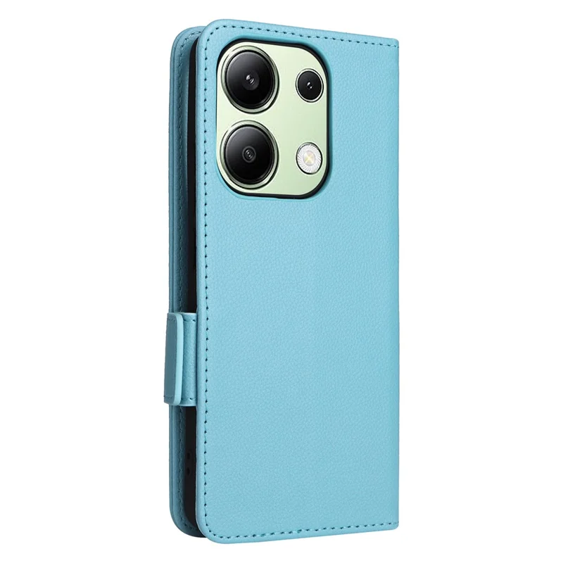 For Xiaomi Redmi Note 13 4G Shockproof Phone Case PU Leather Flip Cover - Baby Blue