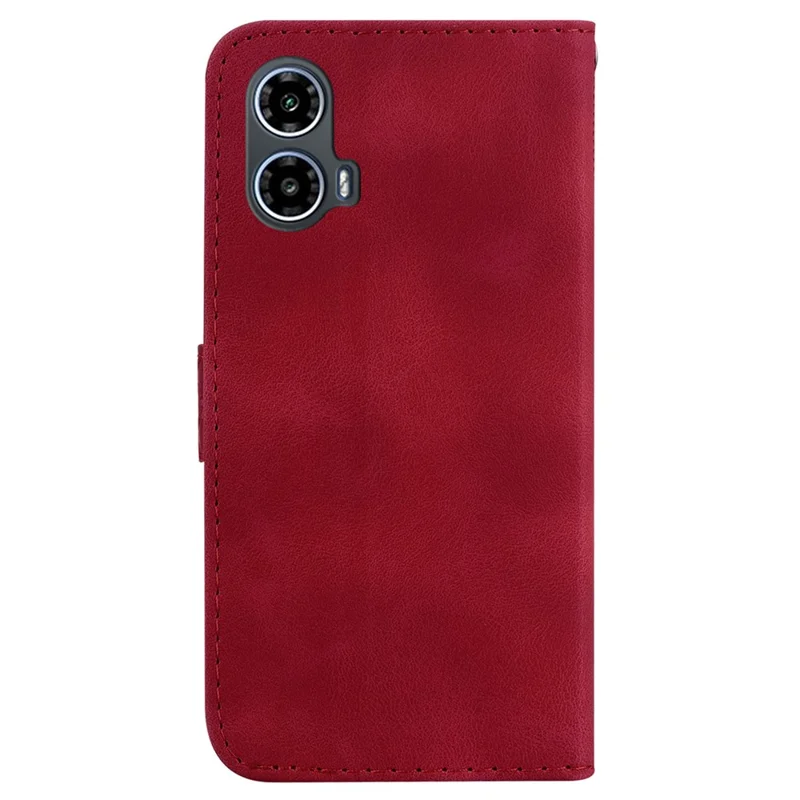 For Motorola Moto G45 5G / G34 5G Leather Case Imprinted Wallet Stand Smartphone Anti-Drop Cover - Red