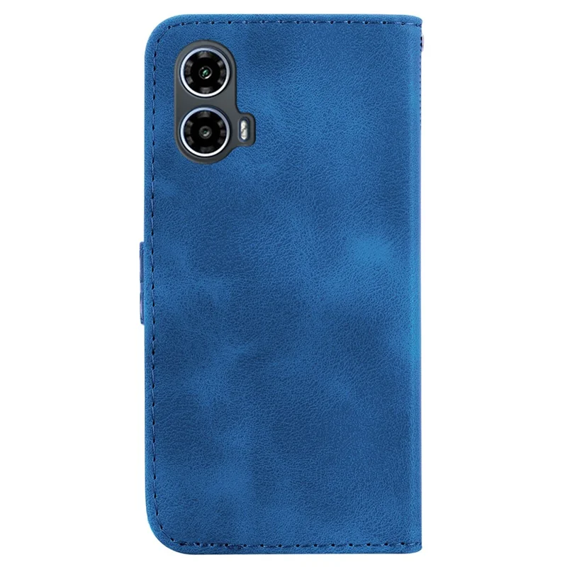 For Motorola Moto G45 5G / G34 5G Leather Case Imprinted Wallet Stand Smartphone Anti-Drop Cover - Dark Blue
