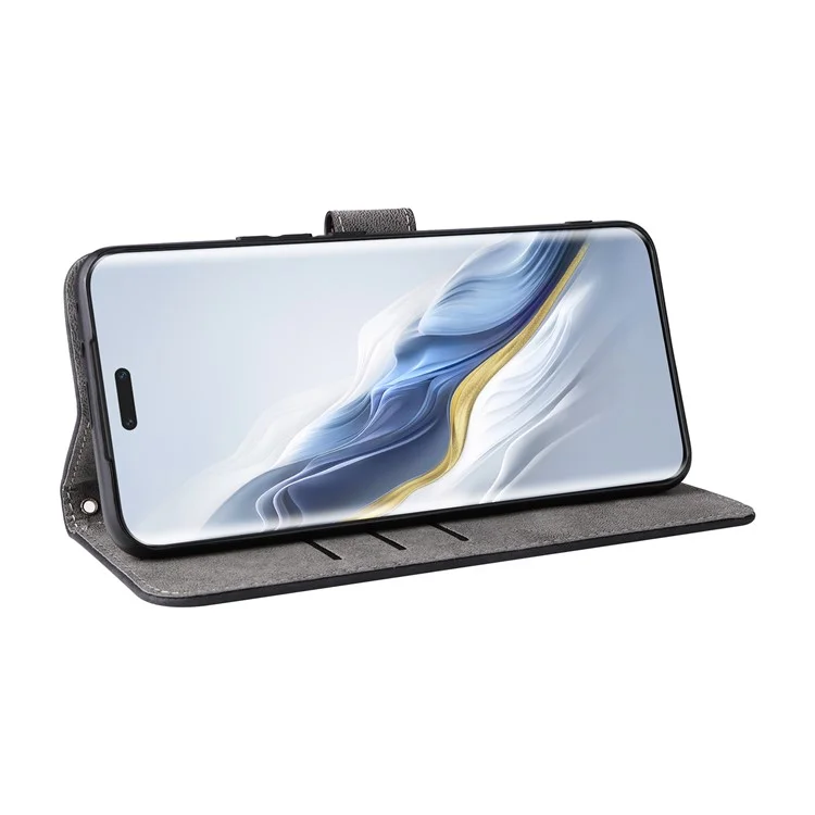 Pour Honor Magic6 Pro 5G Case RFID Blocking PU Leather Wallet Phone Cover - Noir