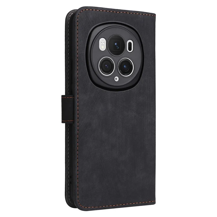 Para Honor Magic6 Pro 5G Case RFID Bloqueo PU Leather Willet Phone Cover - Negro