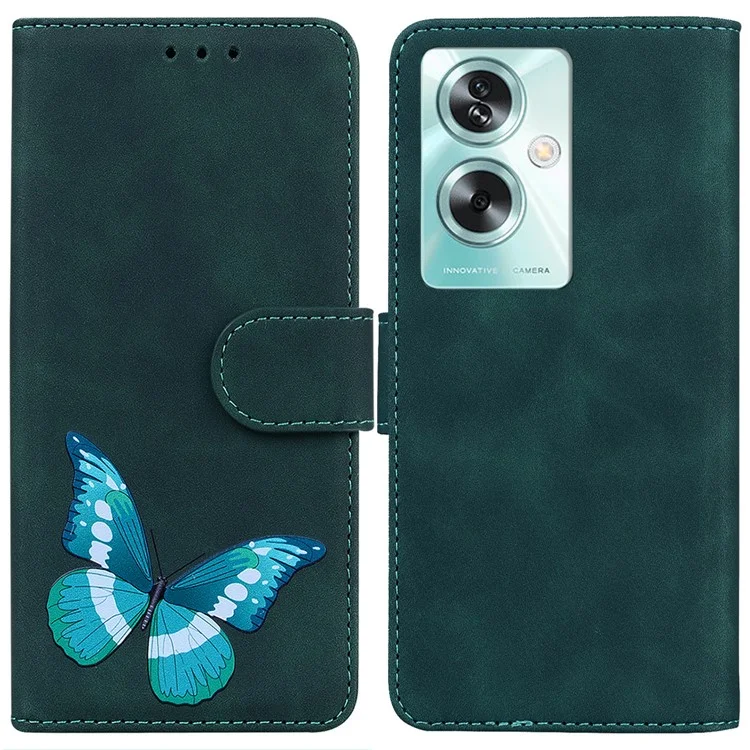 For Oppo A79 5G / A2 5G Phone Case Butterfly Pattern Leather Cover - Green