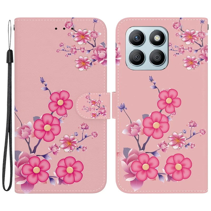 Til Honor X8b 4G telefonbeskytter med printet walletlæderdæksel - Sakura