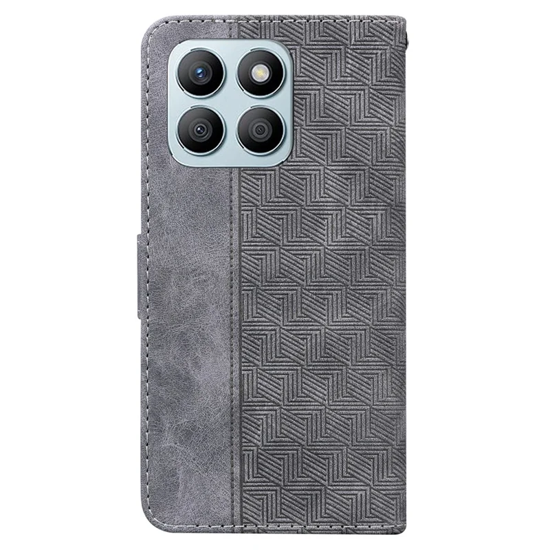 For Honor X8b 4G Case PU Leather Shockproof Imprinted Flip Phone Cover with Wallet - Grey