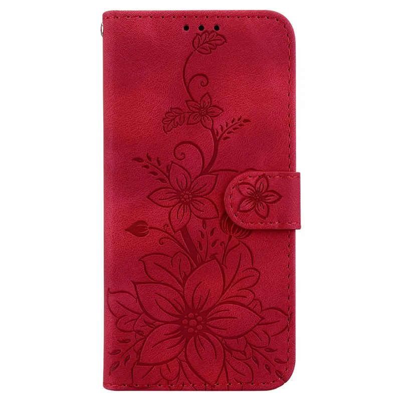 For Honor X8b 4G Case Wallet Imprinted Flower Leather Phone Cover - Red