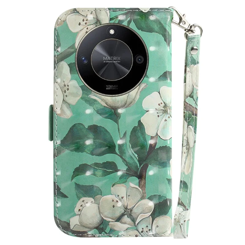 For Honor X9b 5G / Magic6 Lite 5G / X50 5G Case 3D Pattern Print Scratch-proof Phone Wallet Cover - Watercolor Flowers