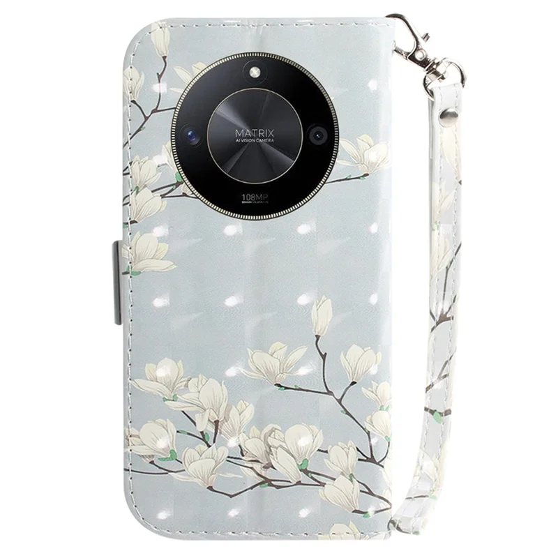 For Honor X9b 5G / Magic6 Lite 5G / X50 5G Case 3D Pattern Print Scratch-proof Phone Wallet Cover - Magnolia
