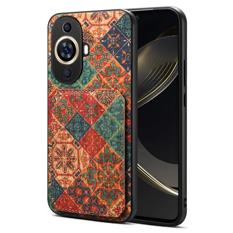 Para Huawei nova 11 Pro / nova 11 Ultra Case Suporte de Cartão Padrão de Flor Capa de Telefone - Inverno / Azul