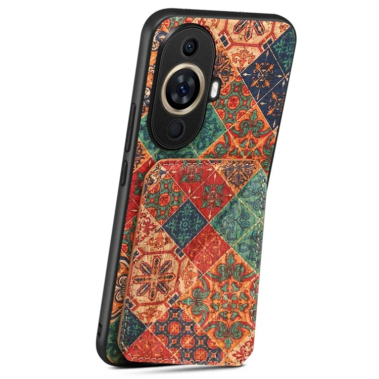Para Huawei nova 11 Pro / nova 11 Ultra Case Suporte de Cartão Padrão de Flor Capa de Telefone - Inverno / Azul