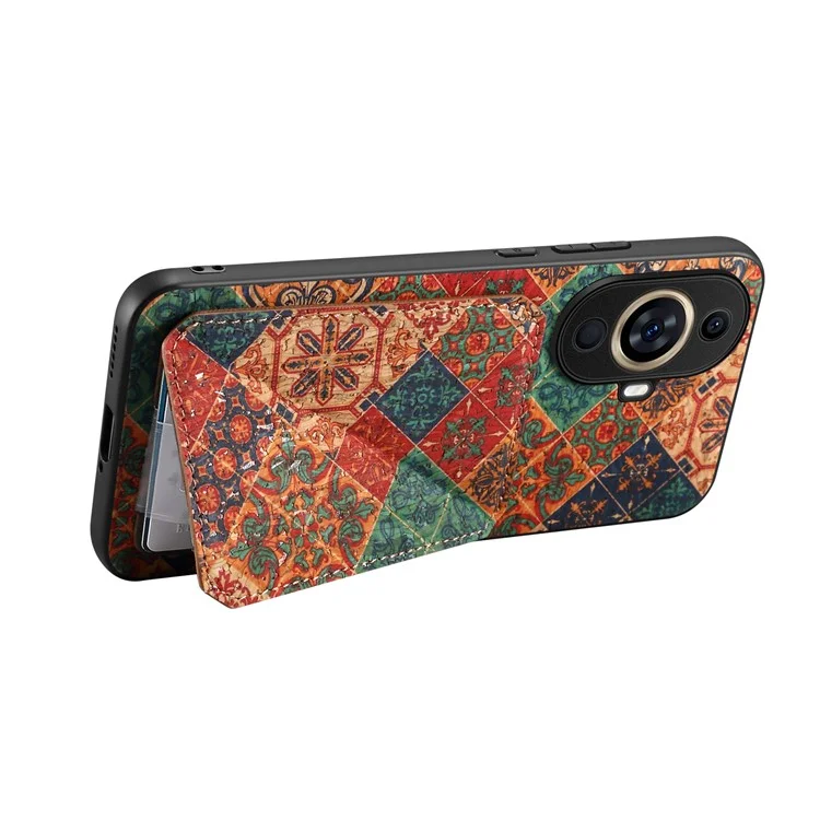 Para Huawei nova 11 Pro / nova 11 Ultra Case Suporte de Cartão Padrão de Flor Capa de Telefone - Inverno / Azul