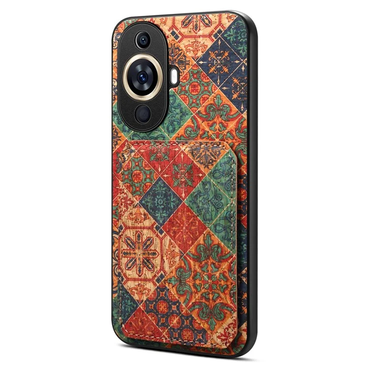 Para Huawei nova 11 Pro / nova 11 Ultra Case Suporte de Cartão Padrão de Flor Capa de Telefone - Inverno / Azul