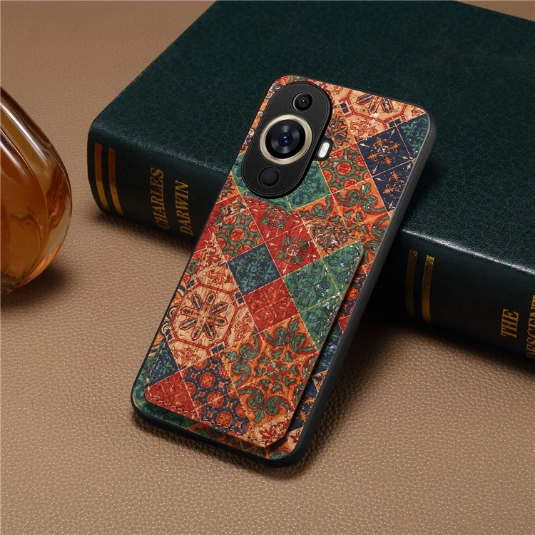Para Huawei nova 11 Pro / nova 11 Ultra Case Suporte de Cartão Padrão de Flor Capa de Telefone - Inverno / Azul
